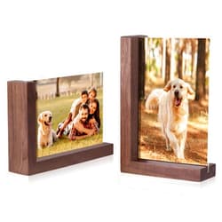 Mixoo 4x6 Picture Frames 2 Pack - Rustic Wooden Photo Frame L-shape Double Sided Frames Vertical & Horizontal Display for Table Top or Desktop