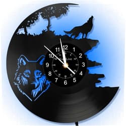 BOVIZIPY Wolf King Theme Wall Clock,12 Inch Vinyl Record Clocks Classic Home Decor Night Lamp 7-Color Luminous LED Wall Clock.Art Decor Clock.Gift for Dad/Mum/Men/Women.Black Glue Art Decor Gift.