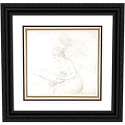 ArtDirect Thomas Rowlandson 16x15 Black Ornate Frame and Double Matted Museum Art Print Titled: The Drawing Lesson (1780-1827)
