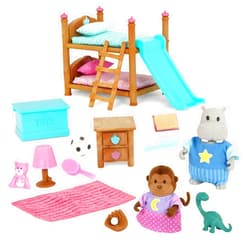 Li'l Woodzeez – Bunk Bed Bedroom Set – Adorable Animal Figurines – Dollhouse Furniture – Imaginative Play for Kids Ages 3 Years and Up – Colorful & Durable – Encourages Creative Storytelling
