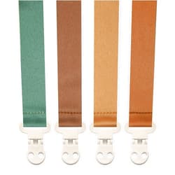 Stadela Baby Pacifier Clip Holder - Girl or Boy Unisex 4 Pack Gift Set – Boho Modern Neutral Solid Colors (Parker)