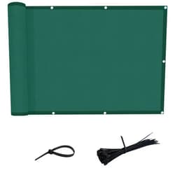 LOVE STORY 3’ x10’ Dark Green Waterproof Balcony Privacy Screen Cover - Opaque Fence Covering Privacy, 100% Polyester Fabric, UV Protection Shield for Apartment Railing,Outdoor Patio, Deck, Porch