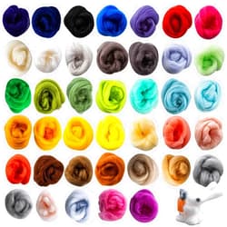 Sukh 40pcs Felting Wool Roving - Wool Roving for Needle Felting - Core Wool Roving Bulk Spinning DIY Craft Mix Color
