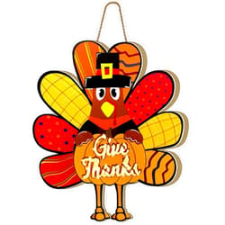 TURNMEON [ Lighted & Timer ] 16 Inch Thanksgiving Door Decorations Turkey Decor Thanksgiving Wreath Battery Operated Thanksgiving Outdoor Decorations Turkey Holds Pumpkin Give Thanks Turkey Sign for Home Wall