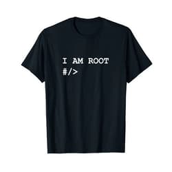 Merch for Nerds by Witty Logic Linux Unix Terminal I Am Root Nerd Geek Sysadmin Programmer T-Shirt