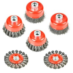 Aain Wire Cup Brush Set,6 Pack Wire Wheel for Angle Grinder,3 & 4 Inch Twisted Knotted & Coarse Crimped Cup Brush for Angle Grinders with 5/8