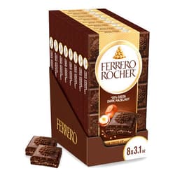Ferrero Rocher Premium Chocolate Bars, 8 Pack, Dark Chocolate Hazelnut, Luxury Chocolate, Individually Wrapped Holiday Treats, 3.1 oz Each