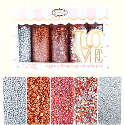 Confect Sprinkles - Confect Sprinkles for Cakes & Cupcakes Decoration Assorted pack of 5 Glam Sprinkles Mix Rose Gold, White & Sliver Pearl Dragees Copper & Sliver Jimmies Bronze Sparkling Sugar - 3.5 Oz