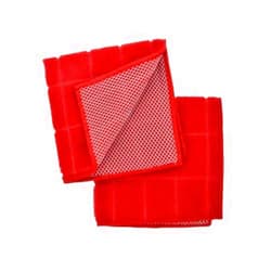 Generic Red Windowpane Dish Cloth with Mesh Scrubber Microfiber Heavy Duty Absorbent Quick Drying Dishcloth Towel 12x12 Inch - Set of 4