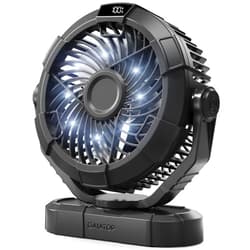 Gaiatop Portable Camping Fan with LED Lantern, Power Display 360° Head Rotation, Hanging Hook for Tent, 3 Speed Quiet Rechargeable, 4000mAh Battery Operated USB Fans for Indoor Outdoor Travel Black