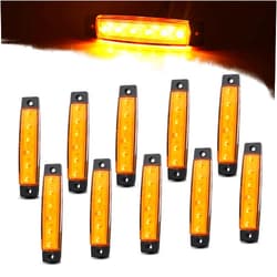 Ledvillage (Pack of 10) 3.8 Inch Thin Line Amber LED Side Marker Indicator Lights 6 Diodes with Sealed Surface Mount Waterproof for Trailer Truck Bus RV 12V DC TK12