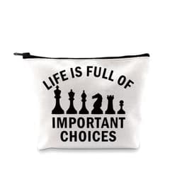 BDPWSS Funny Chess Gifts Chess Player Gift Chess Lover Gift Life Is Full Of Important Choices Chess Pieces Makeup Bag For Her (Choice chess bag)
