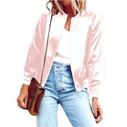 Zeagoo Women's Bomber Jacket Lightweight Zip Up Jacket Casual Striped Jacket Coat Outerwear Windbreaker with Pockets