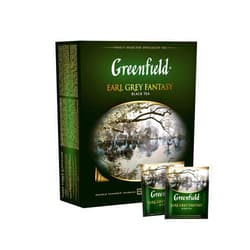 Greenfield Earl Grey Fantasy Сlassic Collection Black Tea Finely Selected Speciality Tea 100 Double Chamber Teabags With Tags in Foil Sachets