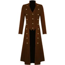 Hesxuno Men's Steampunk Pirate Jacket Medieval Gothic Costumes Halloween Cosplay Costume Victorian Frock Coat Long Uniform