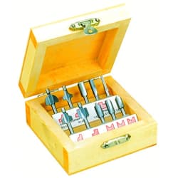 Proxxon 29020 Router Bit Set, 10 pcs, in wooden box, Silver