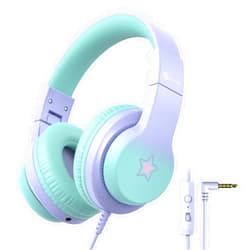 iClever HS19S Kids Headphones with Mic, 85/94dB Volume Limiter - Shareport - Over Ear Stereo Headphones for Kids Boys Girls, Foldable 3.5mm Jack Wired Headphones for iPad/Tablet/School/Travel