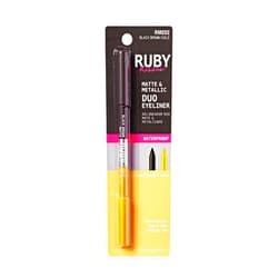 Ruby Kisses Waterproof Matte & Metallic Duo Eyeliner - Dual-Ended Smudge-Proof Pencil for Precision & Eyeshadow Multi-use, Long-Lasting, Intense Color (Black Brown/Gold)