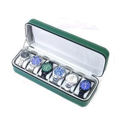 VENSOOL Premium Pu Leather Handmade Single 6 Watch Storage Box For Men For Women Travel Display 6 Watch Case Jewelry Gift Box Handcrafted Watch Organizer ProCase Square shape Green (6slot)