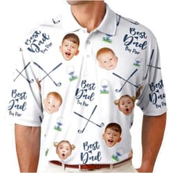 IZI POD Best Dad by Par Polo Shirt, Custom Polo Shirt, Personalized Polo Shirt with Face, Gift for Dad, Father, Papa, Him