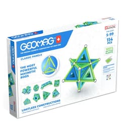 Geomag Classic Panels 114-pc Magnetic Construction Set for Kids Ages 5 and Up | Swiss-Made STEM Educational Toy Made from 100% Recycled Plastic | Screen-Free Activity