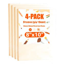 Rowood Wood Panels,Unfinished Wood Canvas Boards for Painting,8x10inch,4 Pack DIY Art Projects for Crafts,Oil,Acrylic