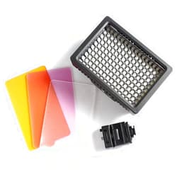SSE LED Digital Video Light of 160 LEDs 5600K Video Kit Includes Rotating Cold Shoe Mount and 3 Filters for Canon, Nikon, Sony, Pentax, Sigma, Fuji, Olympus, Panasonic, JVC, Samsung Cameras, Camcorders