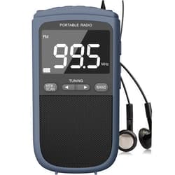Jazmm AM FM Walkman Radio:900mAh Rechargeable Portable Transistor Pocket Radio with Best Reception Digital Tuning, LCD Screen,Stereo Earphone Jack, Sleep Timer and Alarm Clock for Jogging,Walking Grey