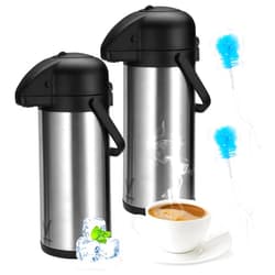 VONDIOR Airpot Coffee Dispenser with Pump - 2Pcs 102 oz Insulated Stainless Steel Coffee Carafe - Thermal Beverage Dispenser - Coffee Urn for Hot/Cold Water, Party Chocolate Drinks