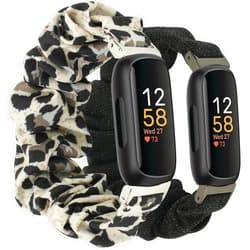 AWSMORE Elastic Bands Compatible with Fitbit Inspire 3 Bands Soft Stretchy Cloth Pattern Printed Fabric Replacement Wristband Bracelet For Women