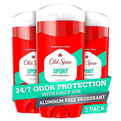 Old Spice Aluminum Free Deodorant for Men, 24/7 Odor Protection, Eliminates Odors with Lasting Freshness, High Endurance, Sport Scent, 3 oz (Pack Of 3)