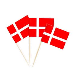 Newkita 100 Pcs Denmark Flag Danish Toothpick Flags, Small Mini Stick Cupcake Toppers Danish Flags Cocktail Picks