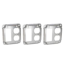 RACO Hubbell-Raco 915C 1 GFCI and 1 Duplex Receptacle 4-Inch Square Exposed Work Cover (Тhrее Pаck)