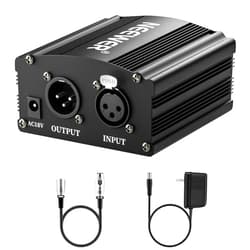Neewer 1-Channel 48V Phantom Power Supply with Adapter, BONUS+XLR 3 Pin Microphone Cable for Any Condenser Microphone Music Recording Equipment (8 feet)
