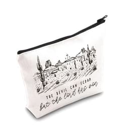 BLUPARK Vintage Music Fans Gift Country Music Makeup Bag Cowboy Lover Gift Singer Fans Gift Singer Lyric Zipper Bag Western Cowboy Merchandise (Devil Scrap)