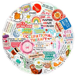 BulbaCraft 100Pcs Funny Occupational Therapy Stickers and Decals for Water Bottle, Laptop- Occupational Therapy Gifts, OT Day Party Decorations and Favors - Physical Therapist Stickers - Gift for Women & Men