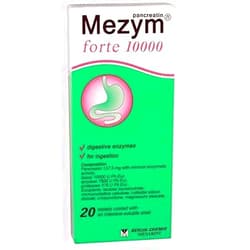 Grace nnvg Mezym Forte 10000, 20 Tablets (Dietary Supplement, Pancreatin Enzymes for Digestion Support)