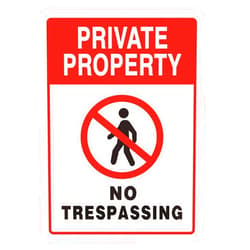 HEIOKEY Private Property No Trespassing Sign - 10x14 Inches Private Property Rust Free Aluminum Sign, Please Do Not Trespass Signs for Indoor & Outdoor Use, Wall, Fence, Gate, Easy to Mount (Red)