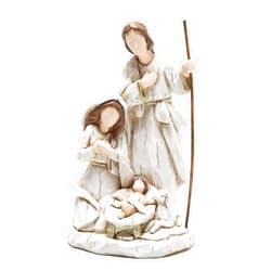 Hodao 7.5 INCH Holy Family Figurines Nativity Sets for Christmas Indoor Polyresin Nativity Sets Christmas Holiday Giftware Sculpted Hand-Painted Nativity Figure Religious Statues (Walking Stick)