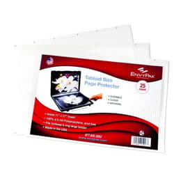 EnvyPak Tabloid Page Protectors, 6 Hole Punched (Large Format), Clear - Side Loading - Holds 11 x 17 Inch Pages - Pack of 25