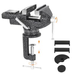 GOXAWEE Universal Bench Vise, 3.15 Inch Table Clamp, 360° Swivel Base, Small Home Vice, Clamp-on Tool for Woodworking, Cutting Conduit, Small DIY Projects, Craft Creation, Sculpting and Modeling