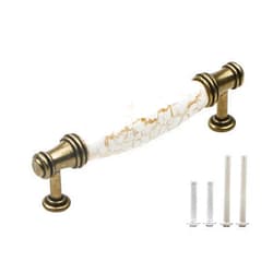 Pxyelec Set of 4 Marble Ceramic Handle Antique Cabinet Door Pull Modern Euro Style Furniture Drawer Kitchen Knob Handle Pull Decoration 3.78 inch(96 mm) Hole Centers