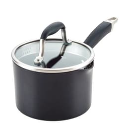 Anolon Advanced Home Hard Anodized Nonstick Sauce Pan/Saucepan with Straining and Lid, 2 Quart (2 Qt Straining Saucepan, Onyx)
