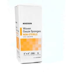 McKesson Woven Gauze Sponges, Non-Sterile, 12-Ply, 100% Cotton, 4 in x 4 in, 200 per Pack, 1 Pack