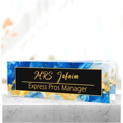 Xuggae Personalized Name Plate for Desk, Desk Name Plate for Teacher Appreciation Gifts, Employee Appreciation Gifts, Custom Acrylic Name Plate Promotion Gifts Graduation Gifts for Her Him (Blue Coast)