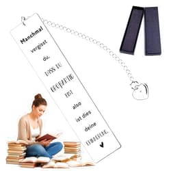 Timerchin Inspirational German Bookmark with Heart Charm - You are Awesome Reminder - Stainless Steel Gifts for Women, Best Friend, German Speaker, Graduation - Includes Gift Box