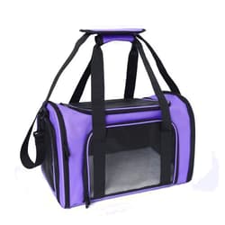 Mile High Life | Outdoor Travel Pet Carrier | Kitty Puppy Cat Carriers | Collapsible Dog Carrier for Small Medium Dogs | Cat Crates w Breathable Mesh with Soft-sided (Purple, Medium)