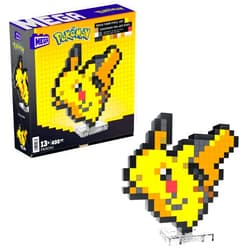 Mega Pokémon Pikachu Construction Set, Articulated Figure, Retro Pixelated Style, 15 cm, Wall or Table Decoration, 400 Pieces, Collectable, Children's Toy, Age 7 Years, HTH74