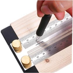 QeeHeng Woodworking Marking T Rulers Ultra Precision,Layout Work Scribe Line Ruler with Holes,Scribing Square Ruler Gauge Measuring Tool Draft Marking Tools Carpenter Measuring Ruler with Stop (200mm)