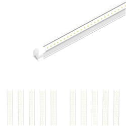 LEDMyplace.com LEDMyplace 60W 8ft V-Shape T8 LED Integrated Tube Light Fixture, 5000K Daylight White, 7200 Lumens, Linkable Plug and Play for Garage, Warehouse, Workshop, Factory, Pack of 10